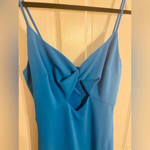 Aqua Formal Blue Evening Gown with Cutouts